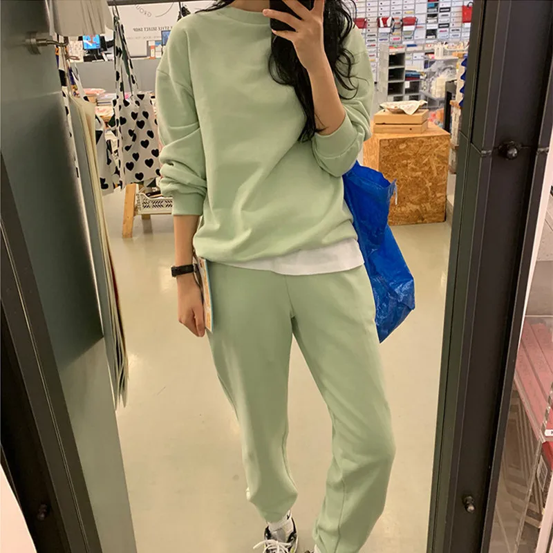 

Womens Cotton Tracksuits two Piece Set Spring Autumn Casual Sweatshirt + Pants Set 2 Piece Outfit Color Sets 6 Solid JK213