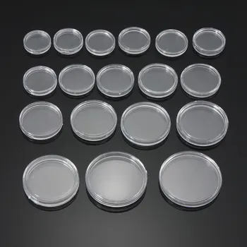 

30-40mm 100PCS Clear Round Coin Capsule Container Storage Box gold copper coins Holder Case Organizer Box for Coin Collect