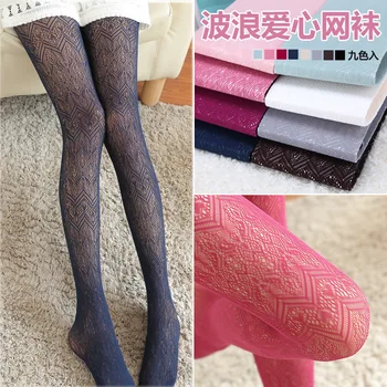 

Mesh Stockings Heart Wave Sexy Lace Steel Wire Stocking Breathable Varved Hollow out Jacquard Silk Stockings Patyhose Women's