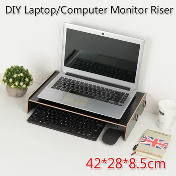 

Wood Assembly Laptop Riser Simplified Table Storage Shelf for Computer DIY KeyBoard Organizer Monitor Stands Screen Bracket