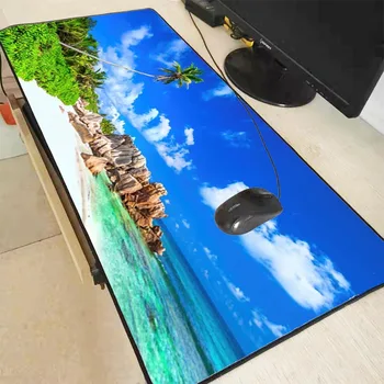 

XGZ Palm Stone Seaside Large Gaming Mouse Pad Locking Edge Mouse Mat Keyboard Pad Desk Mat for Laptop Computer Gamer Mousepad