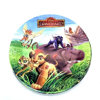 

10pcs Lion Guard Disposable Plates For Kids Birthday Party Decor Cartoon Lion King Theme Paper Plate Baby Shower Party Supplies