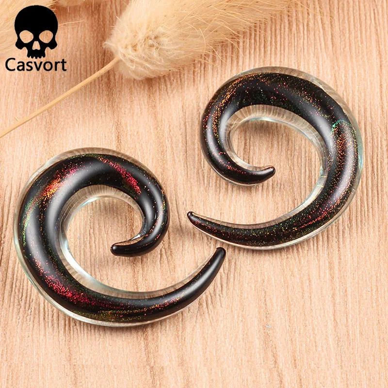 Casvort 2PCS New Piercing Ear Gauges Glass Ear Plugs Tunnels Expander Body Jewelry Stretcher Fashion Earrings For Gift