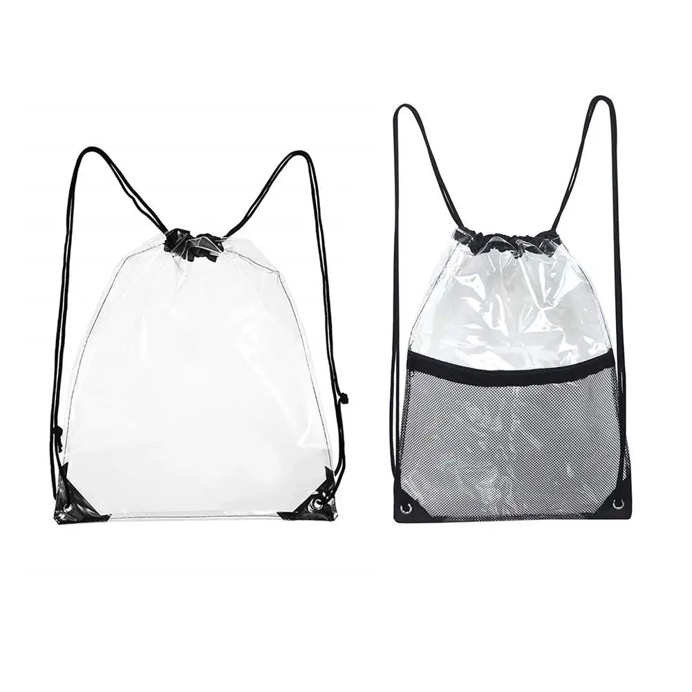 

Outdoor Travel Bags Clear Drawstring Bag Woman Transparent PVC Stadium Storage Backpack For Work Sports Snack Small Phone Bags