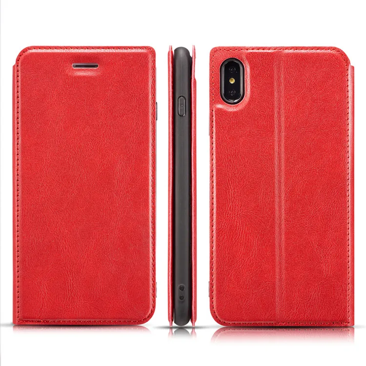 Красный Роскошный кожаный чехол Magneti для iPhone 11 Pro X XR XS Max держатель для карт кошелек чехол для iPhone 8 7 Plus 6 6S Plus чехол-подставка - Цвет: Красный