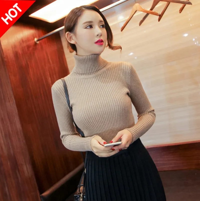 Sweaters women invierno 2019 Women Knitted Pullover Sweaters Turtleneck Long Sleeve Solid Slim maglioni donna winter clothes