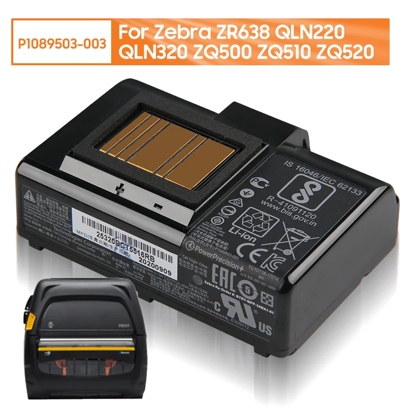 

Original Replacement Battery P1089503-003 For Zebra ZR638 QLN220 QLN320 ZQ500 ZQ510 ZQ520 Authentic Rechargable Battery 3400mAh