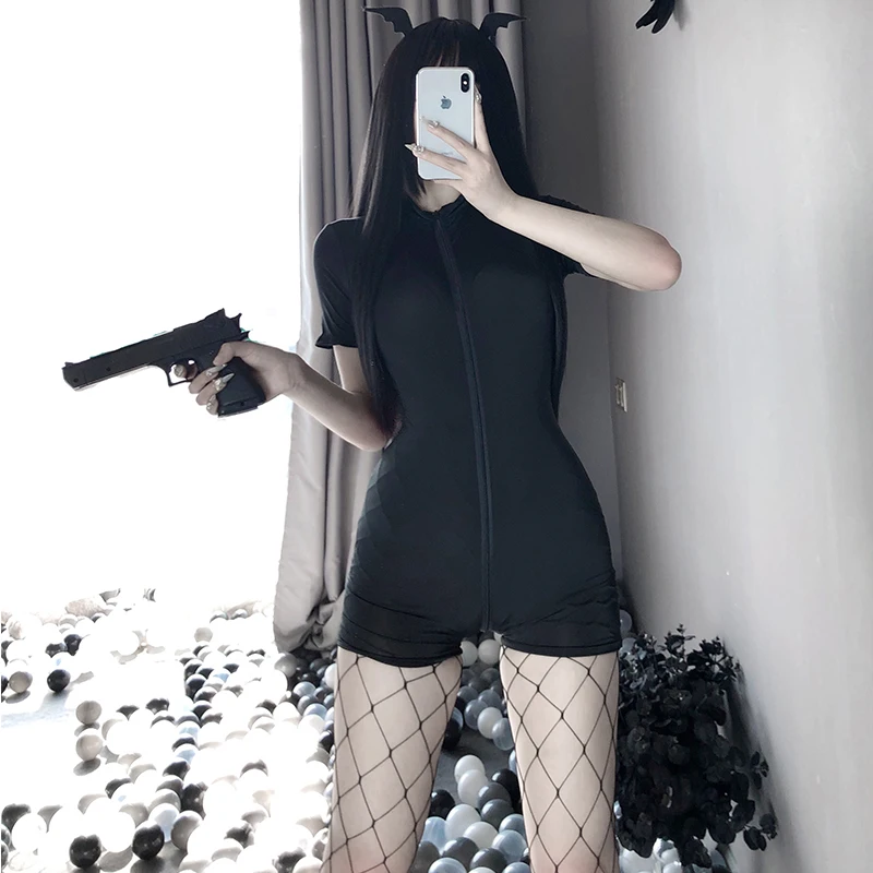 

Sexy Anime Cosplay costume Silky Lingerie Bodysuit Erotic Outfit women Swimsuit Zipper Wrapped Chest Sweet Gift for Girlfriend