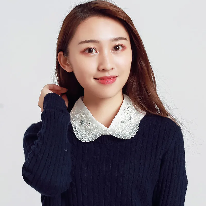 Linbaiway Женская Съемная рубашка для взрослых ложный воротник однотонные кружевные