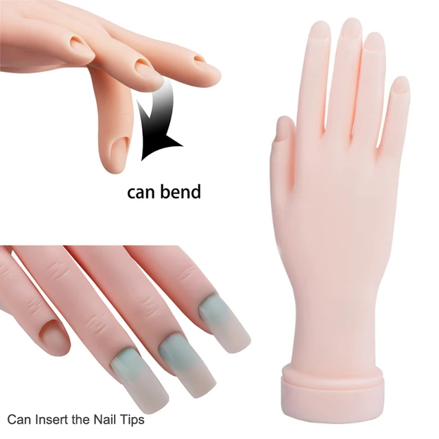 Soft Practice Hand for Nail Art Acrylic UV Gel Training Display Model  Manicure Tools Hand Mannequin for Nails Bendable Fingers - AliExpress