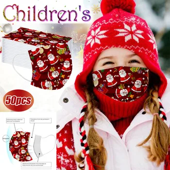 

10/20/50pc Children's Mask Christmas Cartoon Print Disposable Mascarilla 3 Capas Nonwove Face Masks Personal Breathable Masque