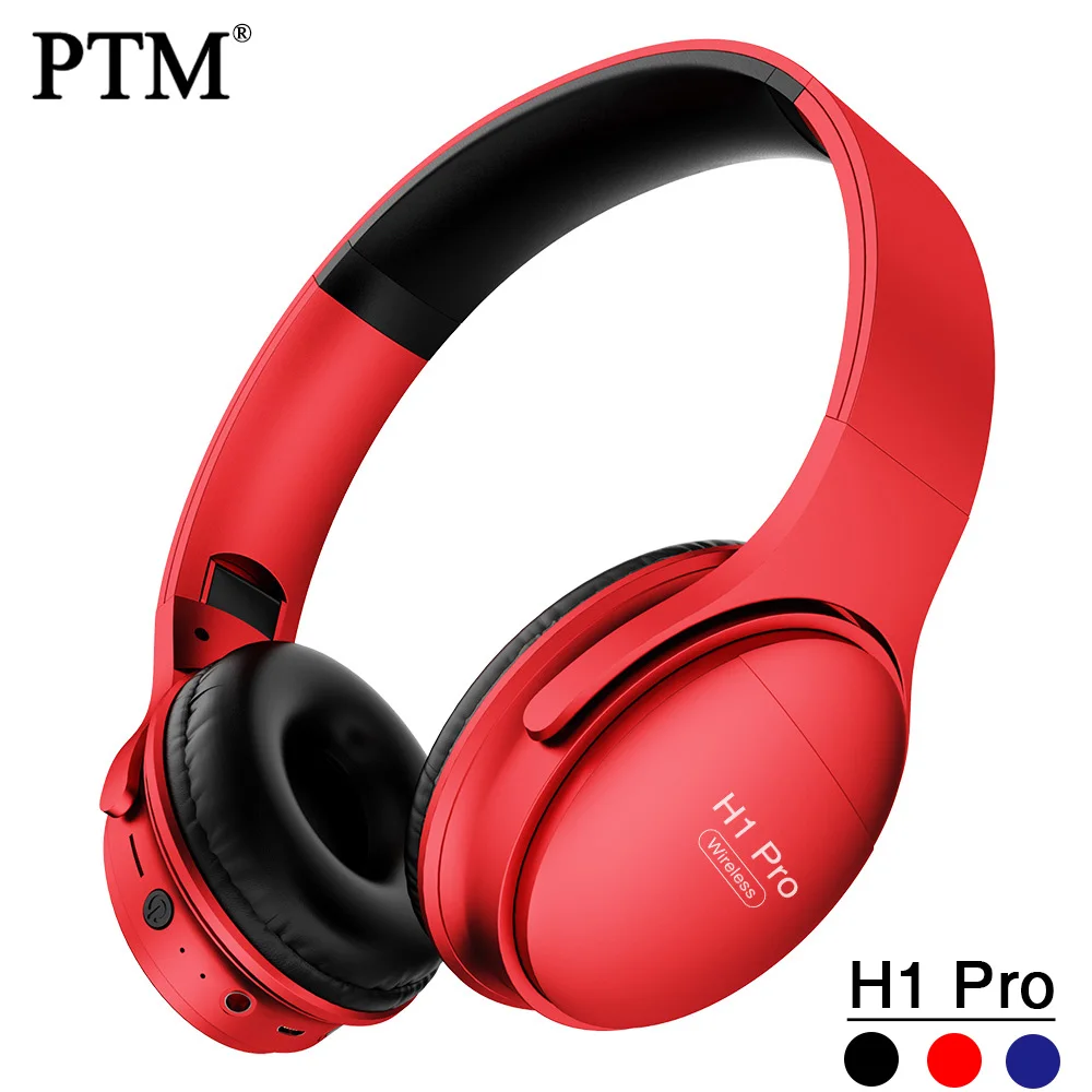 PTM Wireless Headphones Bluetooth Headsets Over ear Foldable Headphone with Mic Fitted Earpad