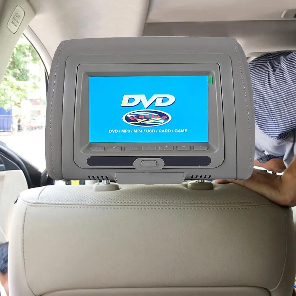 7 дюймов серые кожаные автомобильные подголовники встроенный dvd плеер с