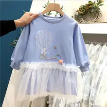 Новое платье в стиле пэчворк для девочек модные весенние Хлопковые Платья с вуалью для девочек 3-8 лет C611