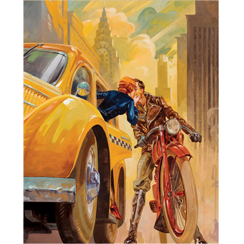 Влюбленные целуются до свидания DIY цифровая картина маслом по номерам