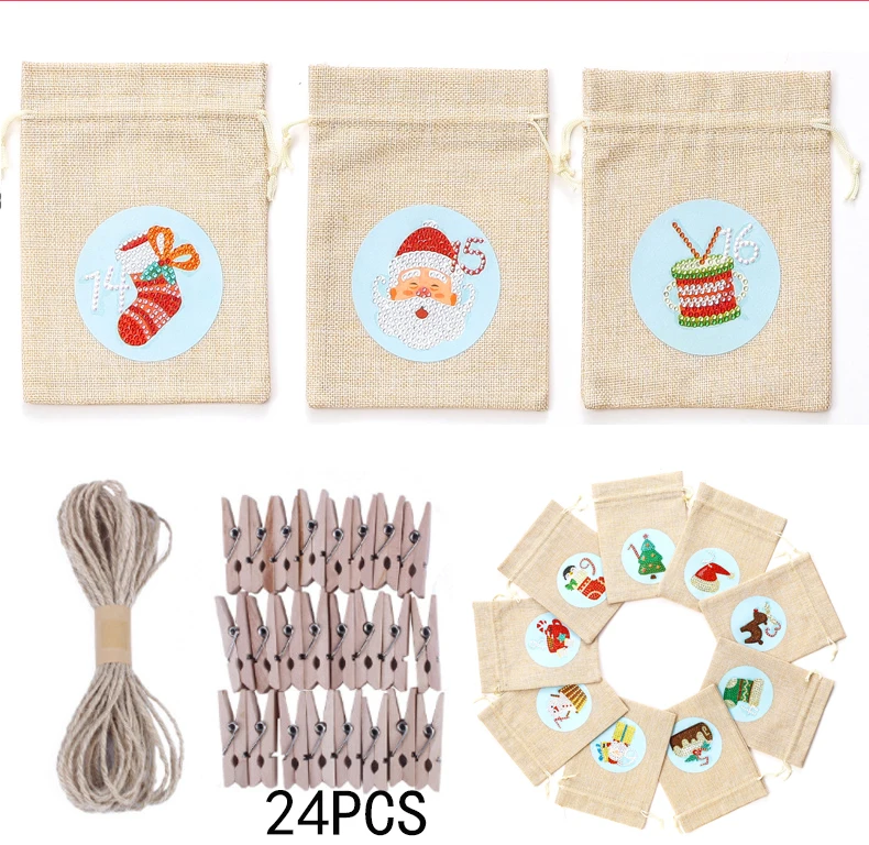 Diamond Painting Christmas Advent Calendar | Diamond Painting Advent Bags -  Diy - Aliexpress