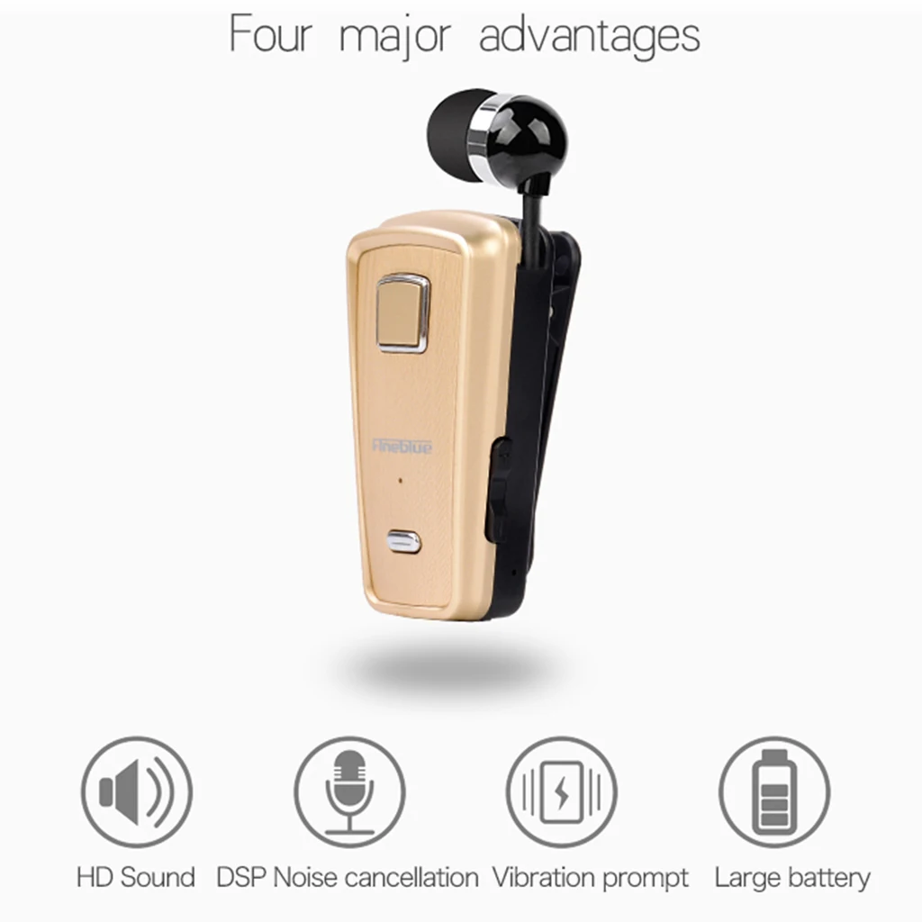 Fineblue F980 Wireless Bluetooth Stereo Earphone Folding Clip Headset MINI Wireless In-Ear Handsfree with Mic For IOS Android