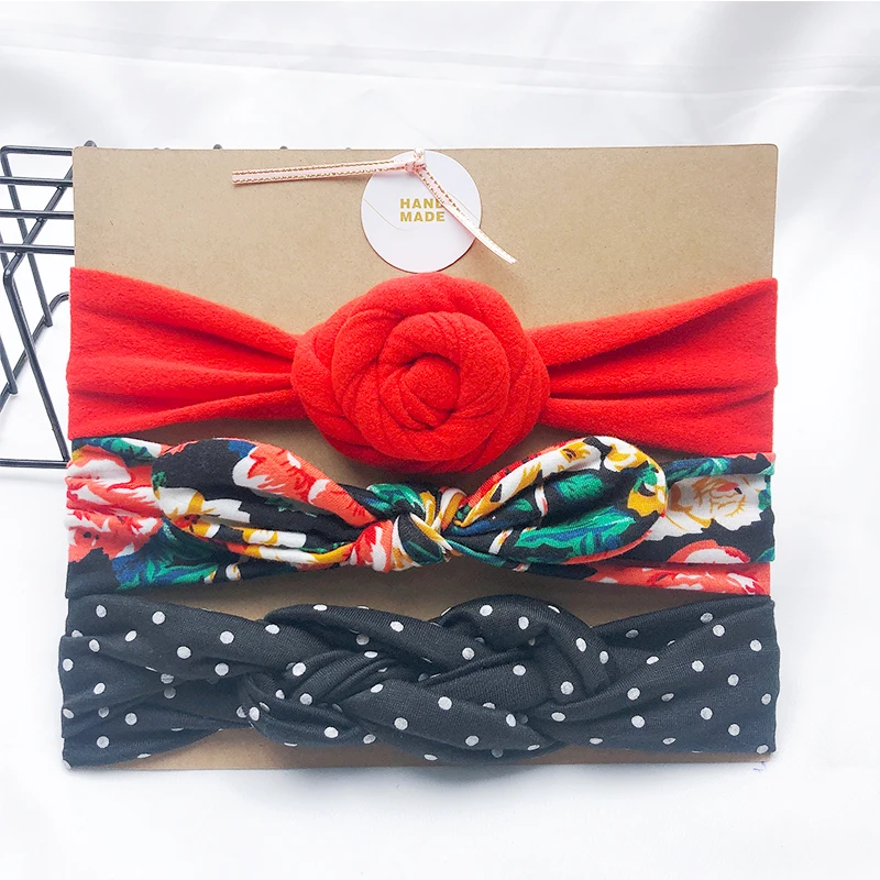 3 unids/set diadema de bebé bonita turbante flor bebé recién nacido diademas de chica de elástico niños banda de pelo para niños pelo accesorios para el pelo