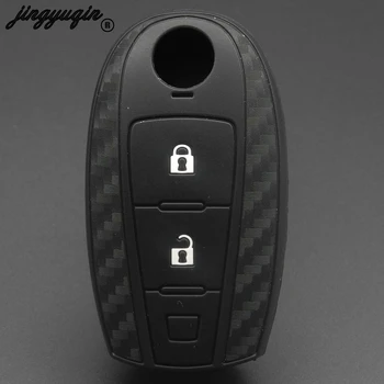 

jingyuqin Carbon Fiber Silicone Car Remote Key Case Fob Cover For Suzuki Vitara Swift Ignis Kizashi SX4 Baleno Ertiga 2Buttons