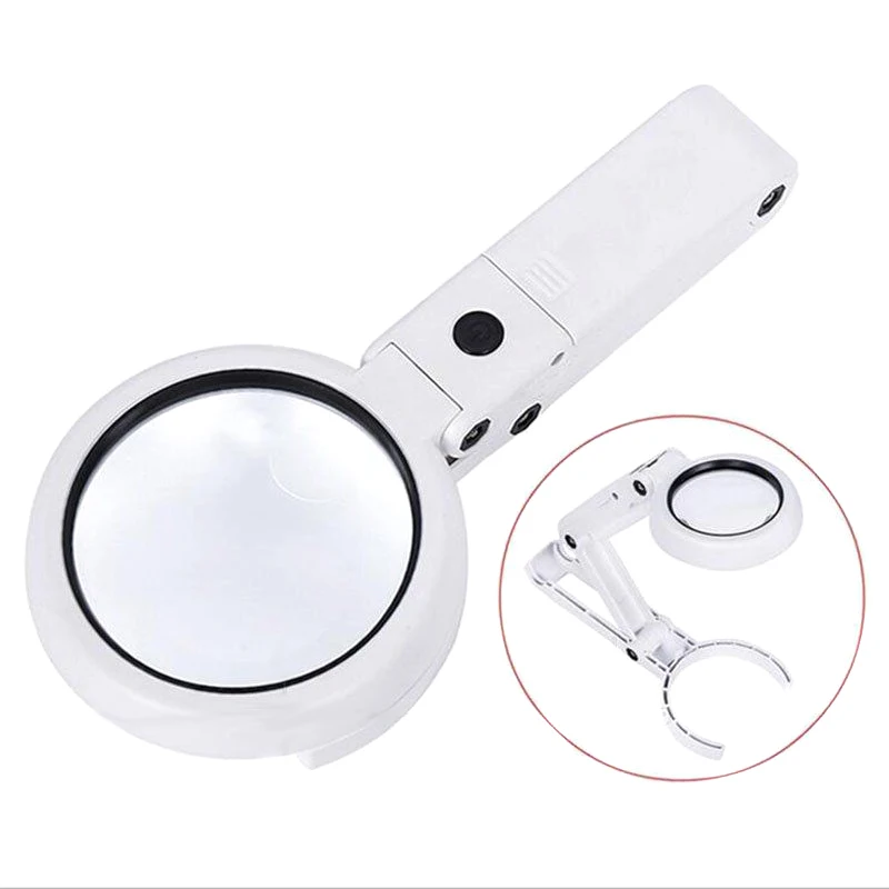  5/11X Magnifying Glass with 8 LEDs Light Foldable Stand Table Magnifier Tool --M25