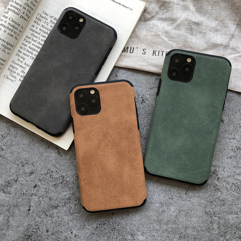 

Luxury Suede Leather phone case For iphone 11 11Pro Max XS Max XR case for iphone SE 2020 7 8 Plus Matte silicone Case cover