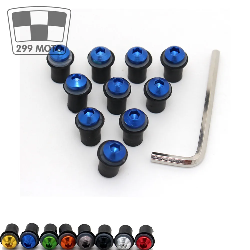 

Universal 10PCS 5mm Motorcycle Screw Kit Windshield Screw Nut Screw