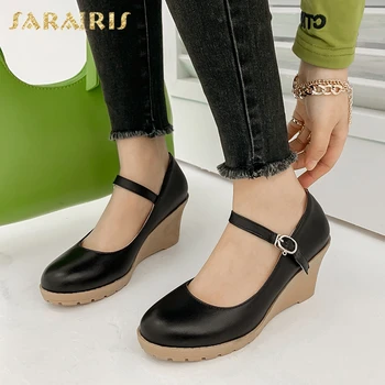 

Sarairis New Fashion 2020 Dropship Platform Mary Janes Pumps Woman Shoes High Heels Buckle Strap Office Shoes Women Pumps