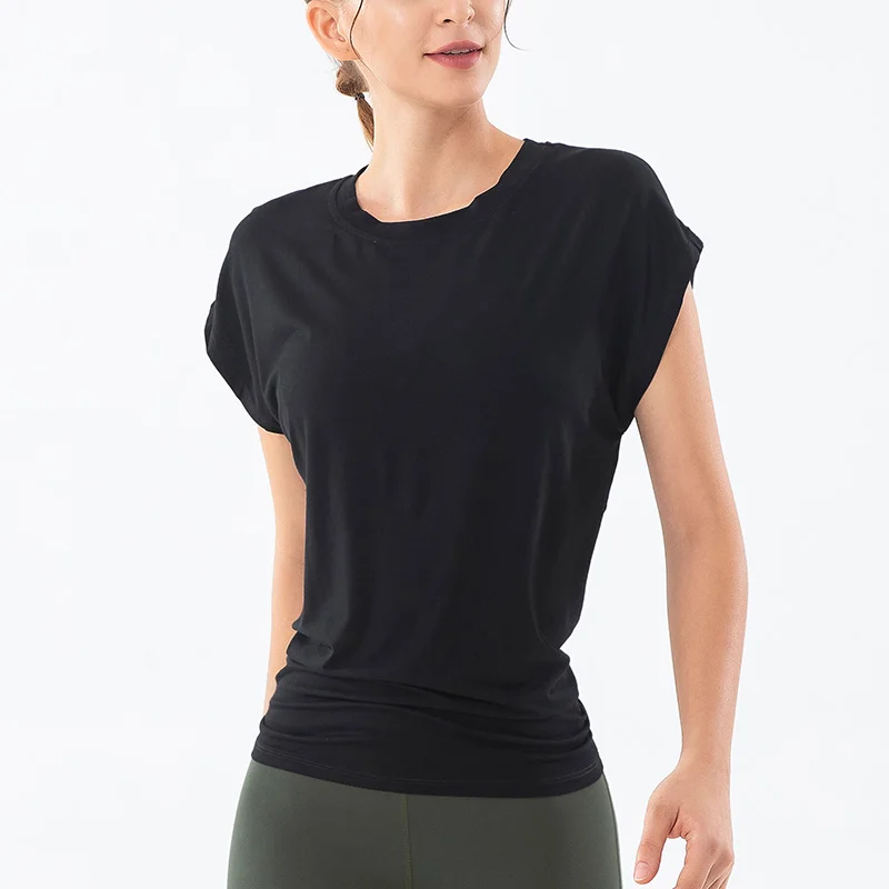 Gymkm Women Yoga Shirts Short Sleeve Sport Tops Breathable  Quick Dry Running T-shirts Lady Fitness Workout Sports Yoga Blouse