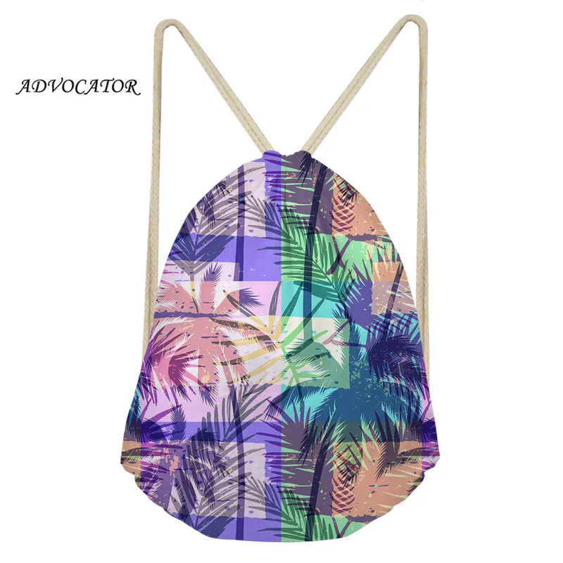 

Plant Coconut Printing Colorful Girls Student Drawstring Backpack New Fashion Women Waterproof Drawstring Pouch Storage Package
