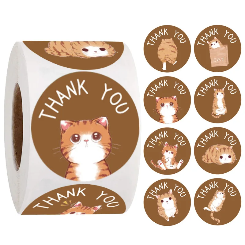 50sets Adorable Cat Design Mini Thank You Gift Tags Cute Cartoon