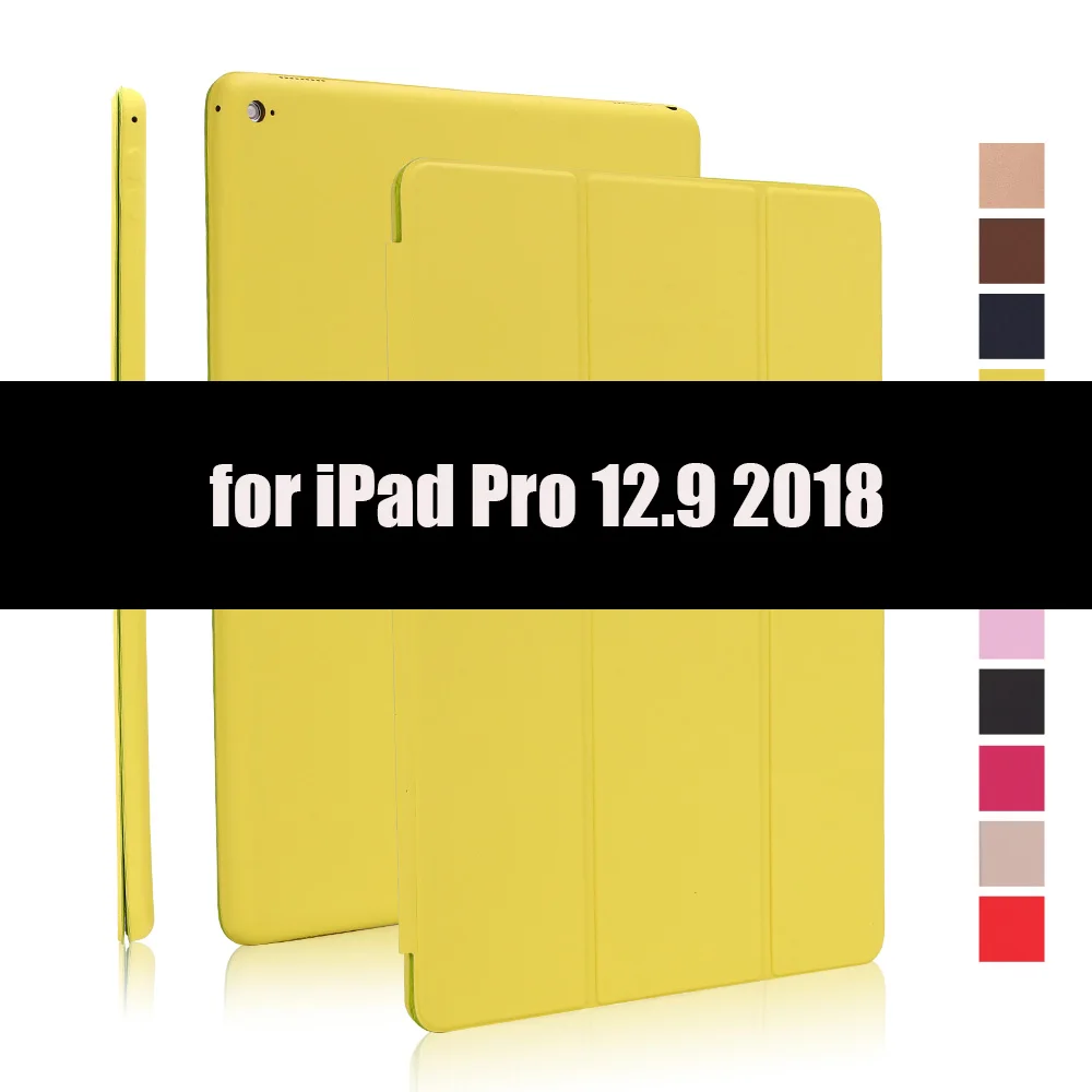 Чехол для iPad Pro 11 Smart Cover для iPad Pro 12 чехол Магнитный PU кожаный флип-чехол для iPad 11 12 дюймов чехол - Цвет: Yellow Green-12