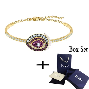 

Fashionable And Exquisite New BLACK BAROQUE Violet Crystal Bracelet Jewelry Package For Girlfriend Gorgeous Engagement Best Gift