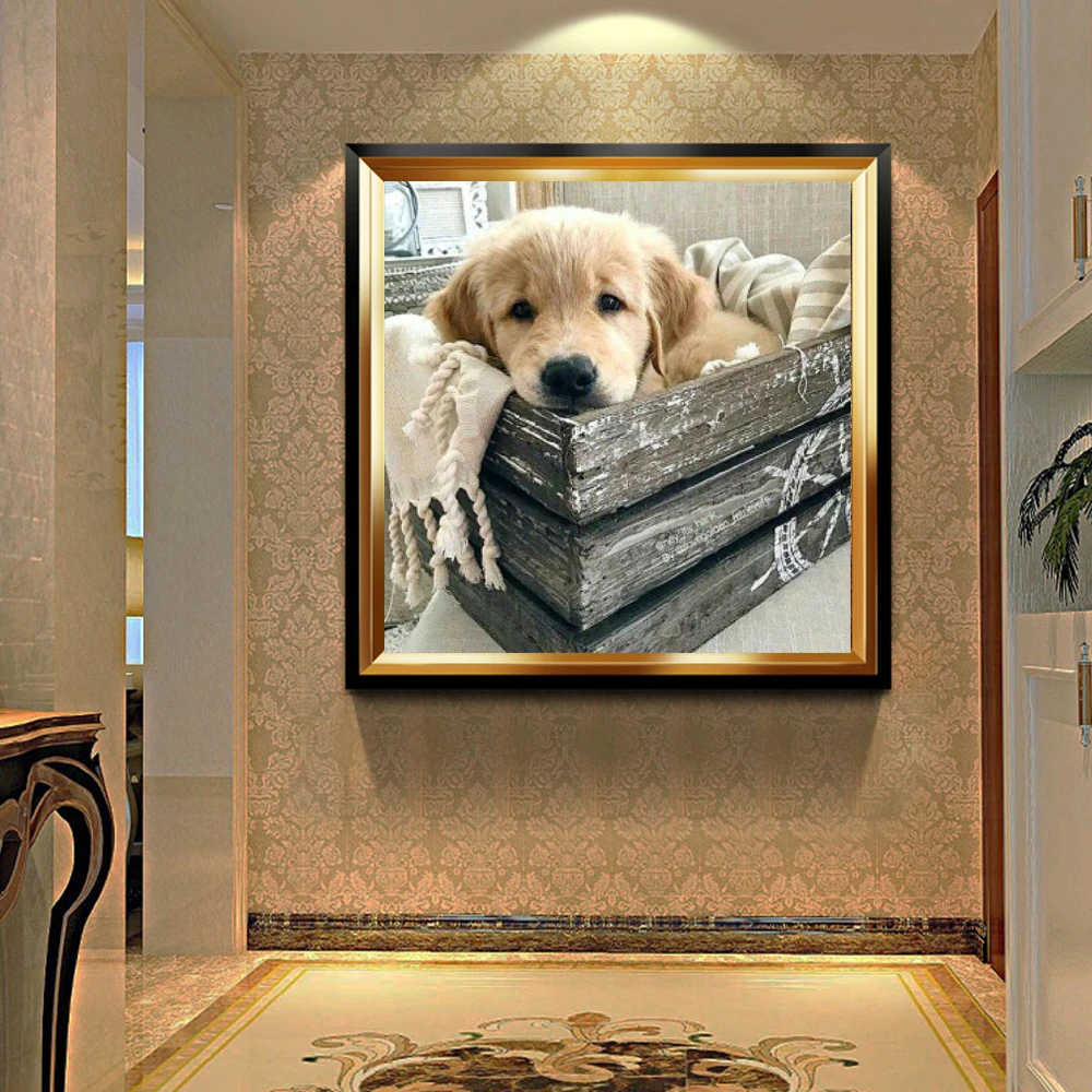KADISCHE 5d Diamond Painting Full Drill Golden Retriever New Arrival Embroidery Animal Decorations For Home | Дом и сад