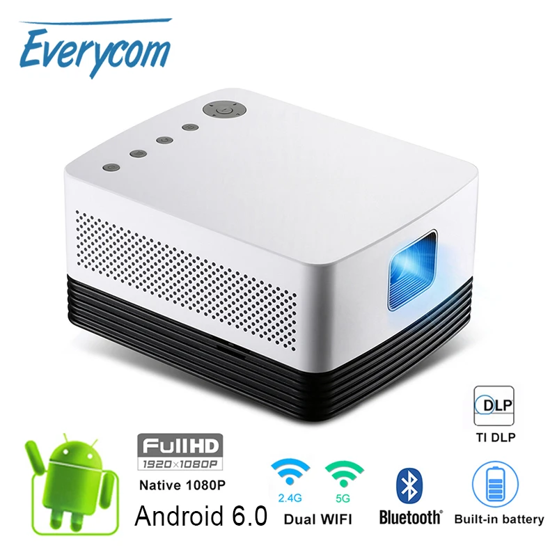 Проектор Everycom J20 dlp Full HD 1080p 700 ANSI Lumens Android 4K x 2K Портативный видео игра образование