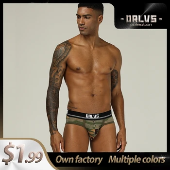 

ORLVS men's Underwear Cotton Under Wear Sexy Men Underwear Briefs Gay Male Jockstrap Bikini OR187 Man Ropa