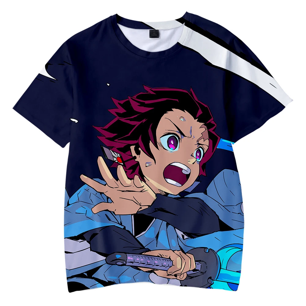 Толстовка с героями мультфильмов «Демон»: Kimetsu no Yaiba 3D футболка для детей, летняя крутая футболка для мальчиков и девочек, высококачественный хип-хоп, удобная футболка