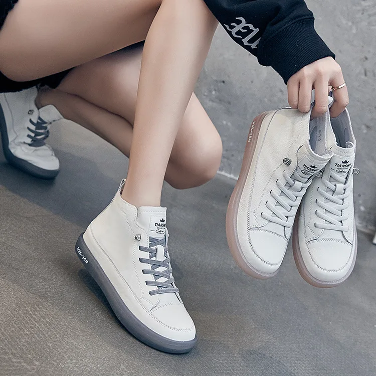 

Женские спортивные кроссовки из натуральной кожи, белые кроссовки на мягкой подошве с перекрестной шнуровкой, повседневная обувь на весну 2021