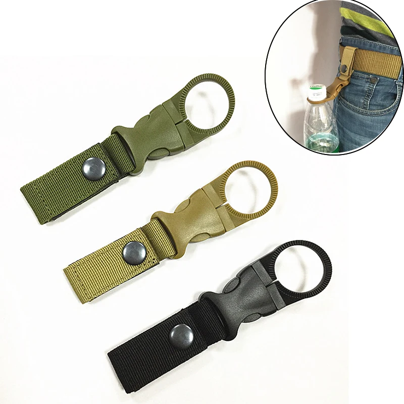

Outdoor military Nylon Webbing Buckle Hook Water Bottle Holder Clip EDC Climb Carabiner Belt Backpack Hanger Camp