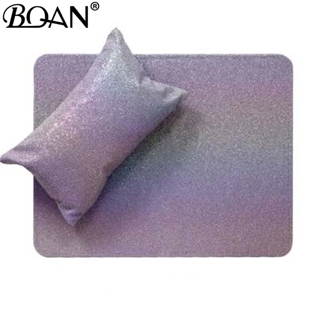 BQAN 6 цветов хромированная мягкая моющаяся подушка для рук губка держатель для подушки подлокотники Маникюрный Инструмент Оборудование с ковриком - Цвет: purple