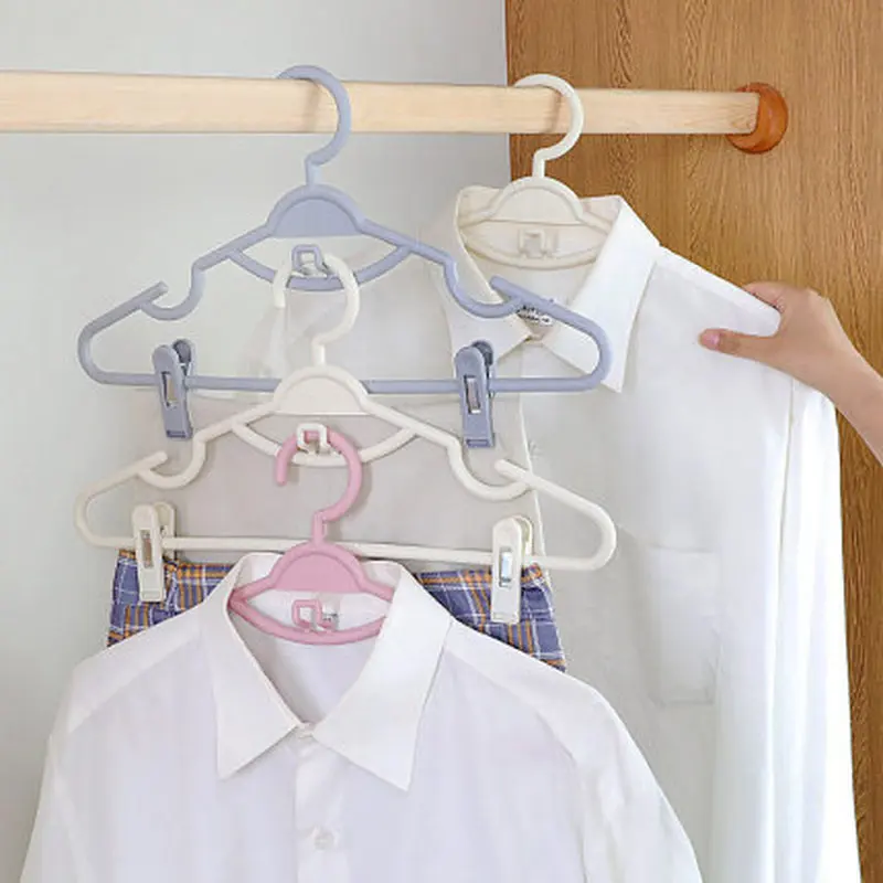 

Plastic Hangers for Saving Space In The Closet with Clips Hooks Pants Drying Rack Buckle Hanger for Clothes Wardrobe Storage