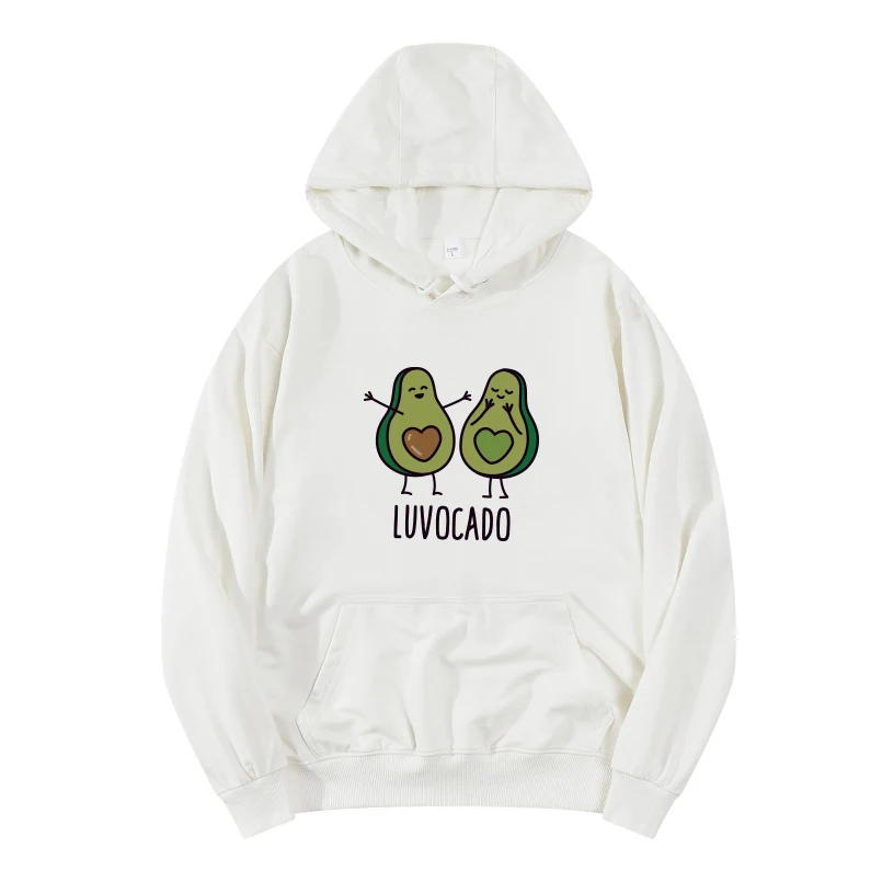 

Cute cartoon avocado Men's Hoodies Sweatshirts Kawaii Print Women Streetwear Leisure Pullover Unisex Loose Drawstring Hoody