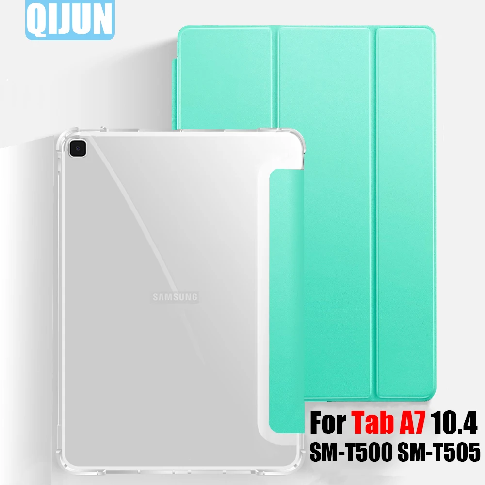 Custodia Per Tablet Per Samsung Sm-T505 In Pelle Smart Sleep Wake Trifold Stand Solid Cover Funda Per Galaxy Tab A7 10.4 "2020