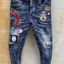 DSENQI Новые мужские джинсы Рваные для мужчин узкие DSQ джинсы брюки мужские s Джинсы Верхняя одежда мужские брюки 932
