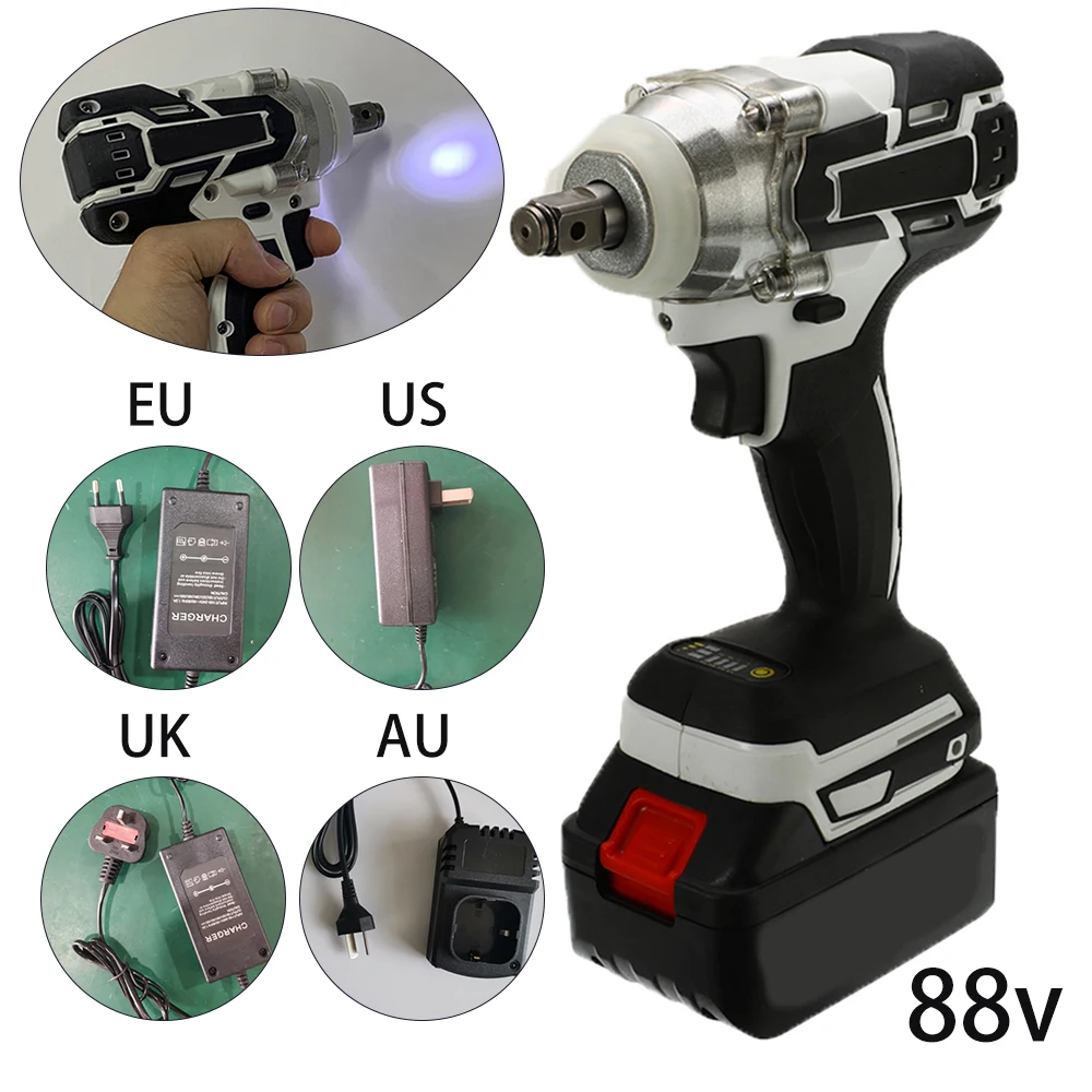 

88V 1280W Brushless Electric Drill Impact Wrench Cordless 360-520NM 10000mAh Precise power selection switch
