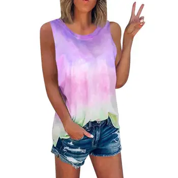 

Tie-dye gradient printed loose vest A4X9