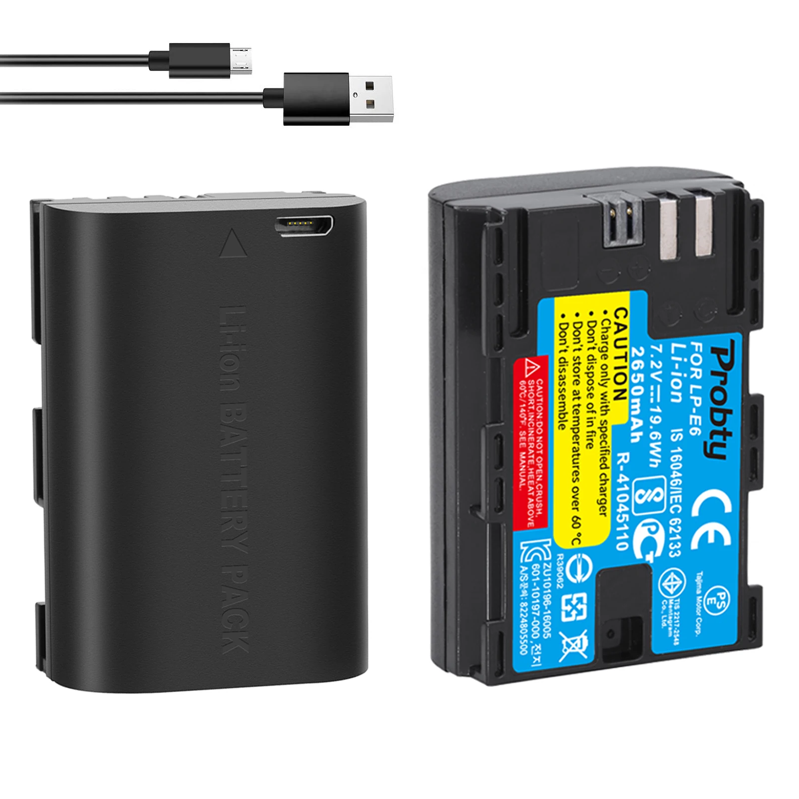 Ricarica Usb 2650Mah Lp-E6 Lp E6 Lpe6 Lp E6N Batteria Per Fotocamere Canon 5D Mark Ii Iii 7D 60D Eos 6D 70D 80D Eos 5Ds R