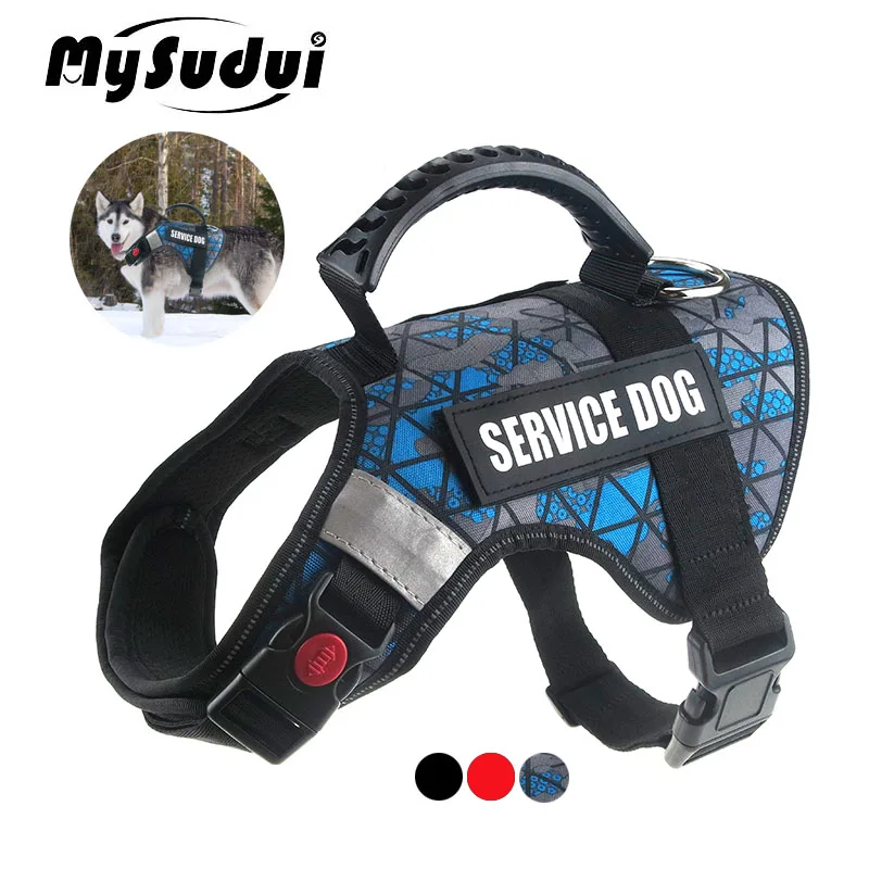 

Dog Harness Vest Reflective Nylon Outdoor Soft Service Dog Vest Harness Training Pulling Pet Harness For Dogs Collar Adjustable