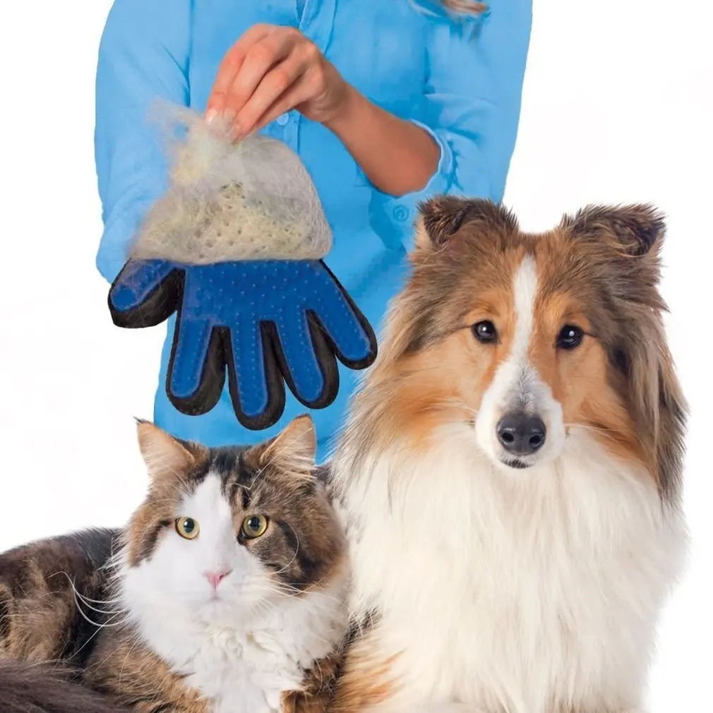 Перчатки для домашних животных, прочный массажный гребень для ванны с резиновым пластиковым материалом, водонепроницаемая синяя щетка для удаления волос