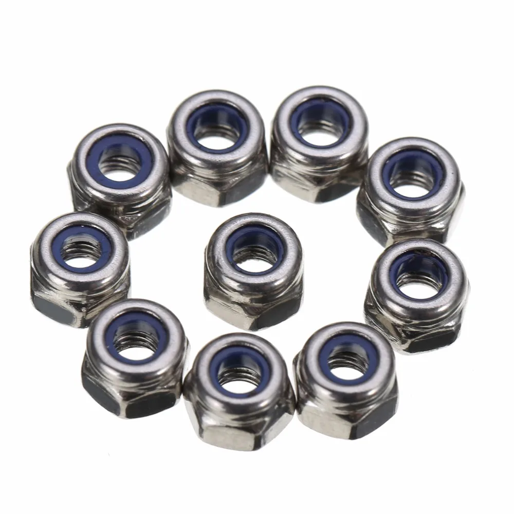 

100x Stainless Steel M3 Nylon Insert Locking Nut 3mm Lock Hexagon Hex Nut For Home Tools