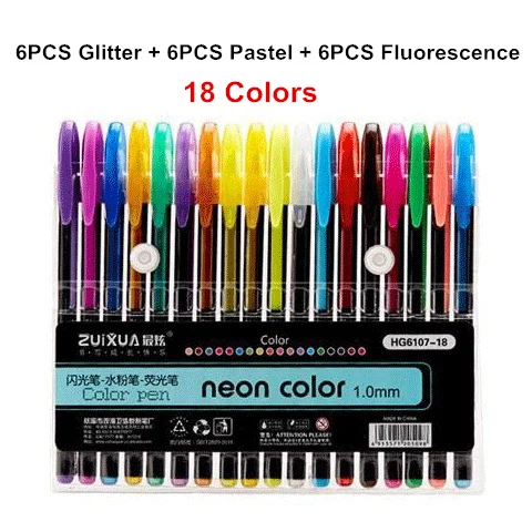 GENKKY рекламная ручка 48 цветов гелевые ручки набор блестящая гелевая ручка для раскраски для взрослых журналов Рисование эскизные художественные маркеры - Цвет: 18 Colors